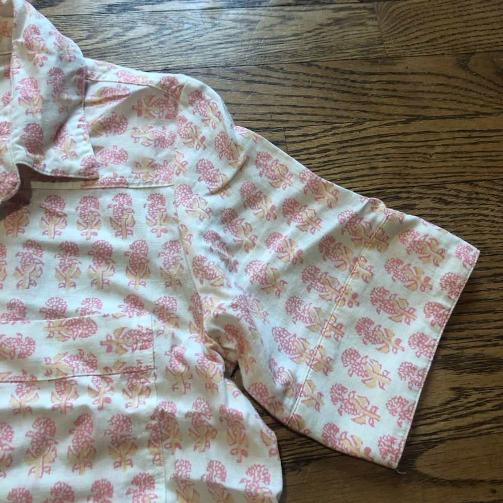 Faherty Rae Dress Shirt Dress Linen Taj Floral - Picture 3 of 10